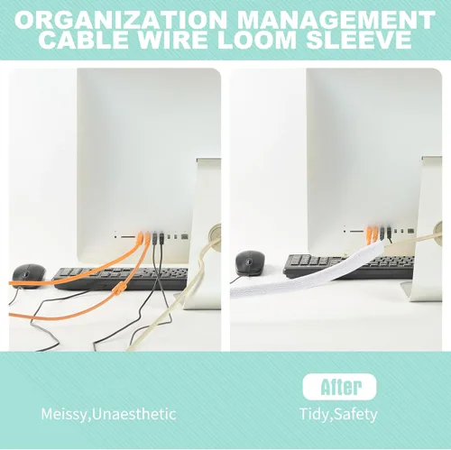 Vista 5 de 25 pies – 3/8 pulgada Protector de cable de malla abierta de tubo de trenzado de alambre dividido blanco – Protector de cable para mascotas