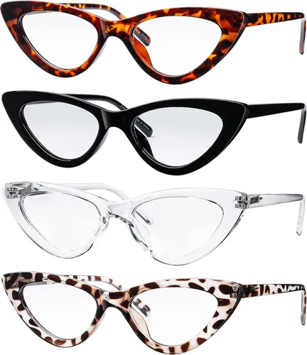 Yogo Vision Reading Glasses Blue Light Blocking Cat Eye Eyeglasses Computer Readers Anti Eyestrain for Women 4 Pk