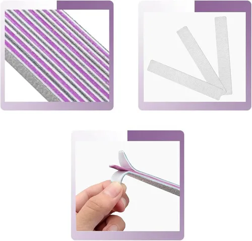 Vista 4 de 21 limas de uñas de grano 80/80, tableros de esmeril de doble cara grises, limas de uñas profesionales para uñas naturales y acrílicas