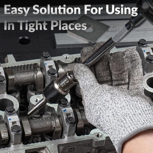 Vista 6 de Juego de portaterrajas con trinquete de 2 piezas con mordazas ajustables - Portaterrajas de 3/8" para espacios reducidos, compatible con terrajas