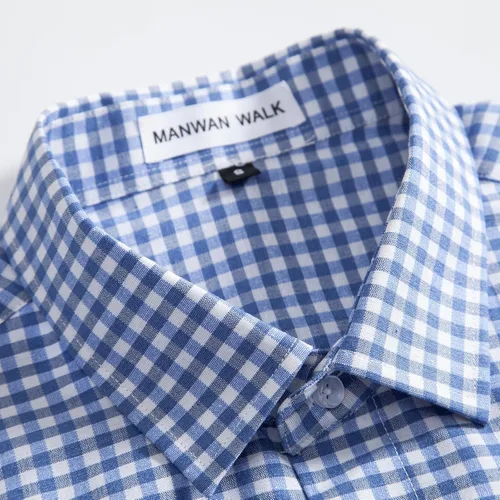 Vista 5 de Camisas a cuadros con botones para hombre, ajuste regular, manga larga, camisas de negocios casuales