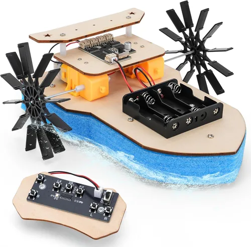 Barco a control remoto, kit de construcción para niños de 8 a 12 años, bote de remo, kit de ciencia STEM para niños y niñas