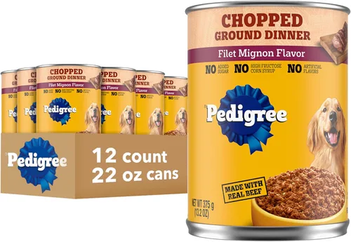 Vista 16 de Pedigree Comida húmeda suave para perros adultos picada molida con carne de res, latas de 13.2 onzas, 12