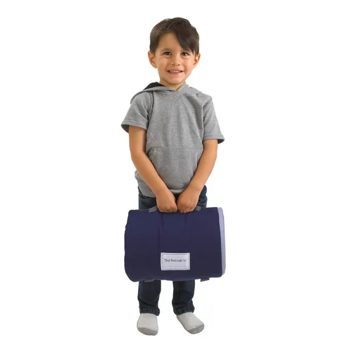 Vista 7 de NoJo Everything Kids Sports - Tapete para siesta Allstar de color gris, azul marino, naranja y marrón