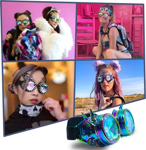 Vista 5 de SoJourner Bags Gafas de caleidoscopio gafas de rave psicodélica Trippy - Gafas de prisma funky para raves - Accesorios para festivales