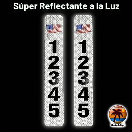 Vista 3 de Curb N Sign - Placas de números para buzón – 3 x 10 pulgadas hechas de aluminio reflectante de alta calidad – Números de buzón súper reflectantes