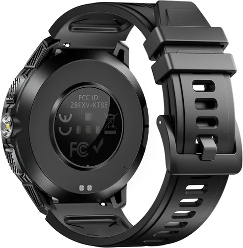 Vista 13 de Reloj inteligente militar para hombre con batería de 1100 mAh/linterna LED, reloj inteligente táctico resistente de 1.7 pulgadas con texto