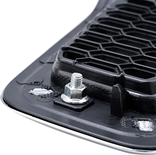 Vista 4 de Compatible con Jeep Cherokee 2014-2018 Kit de inserción de cubierta de parrilla de 4 puertas, 7 piezas (rejilla de malla negra + moldura cromada)