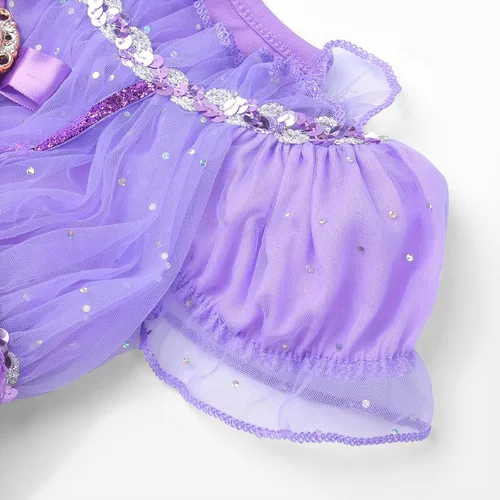 Vista 5 de Disfraces de princesa para niñas, vestido de princesa morado con accesorios