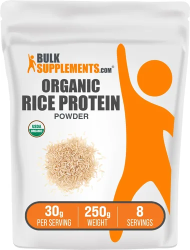 BulkSupplements. com Proteína de arroz orgánico en polvo Proteína en polvo sin sabor, proteína vegetal en polvo Vegano, sin lácteos y sin gluten,