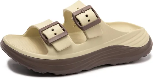 FUNKYMONKEY Sandalias de soporte de arco para mujer para fascitis plantar, sandalias acolchadas de EVA ligeras con correas ajustables dobles, suela
