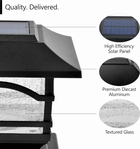 Vista 2 de Davinci Lighting Luces solares prémium para exteriores – 4 x 4, 5 x 5, 6 x 6 pulgadas, luz LED brillante para postes de valla, terraza, jardín