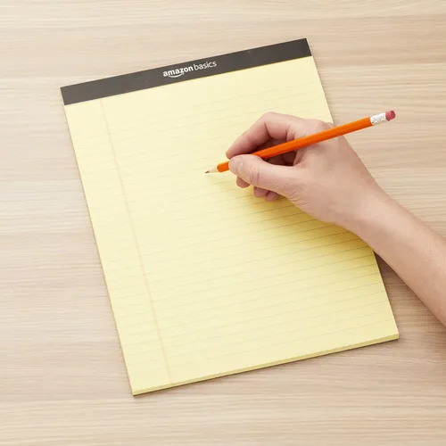 Vista 7 de Amazon Basics Bloc de notas de escritura con rayas anchas de 50 hojas, 8.5 x 11.75 pulgadas, paquete de 12, 600 hojas perforadas, canario