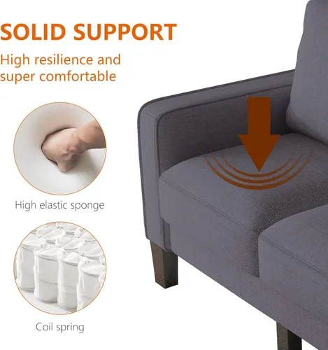 Vista 5 de Tmosi Moderno sofá tapizado, sofá de 3 plazas con almohadas de respaldo extraíbles para espacios pequeños, sofá de 3 plazas para dormitorio