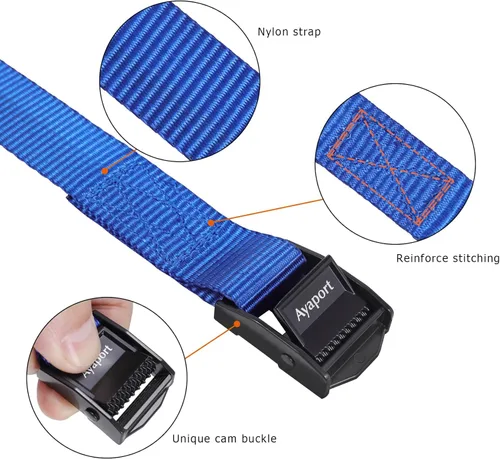 Vista 28 de Ayaport Correas de amarre con hebillas ajustables con hebilla de leva de amarre correa de cincha para embalaje negro, paquete de 4