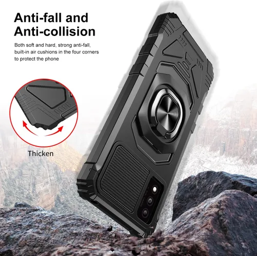 Vista 9 de Customerfirst for Wiko Voix U616AT Phone Case, with Tempered Glass Screen Protector Heavy Duty Protection Technology Built-in Kickstand Rugged Black