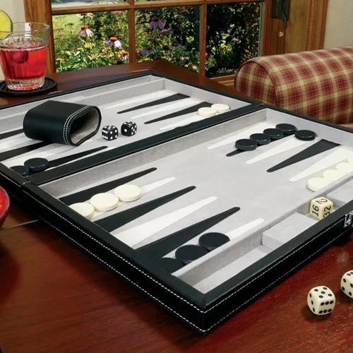 Vista 7 de Mainstreet Classics by GLD Products Juego de mesa Backgammon de 15 pulgadas, negro/blanco