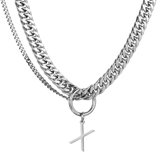 LifeWorld Cross Necklace for Men, Silver Mens Cross Necklaces,Stainless Steel Cross Pendant Necklace Jewelry Gifts Simple Chain Necklace for Men Boys