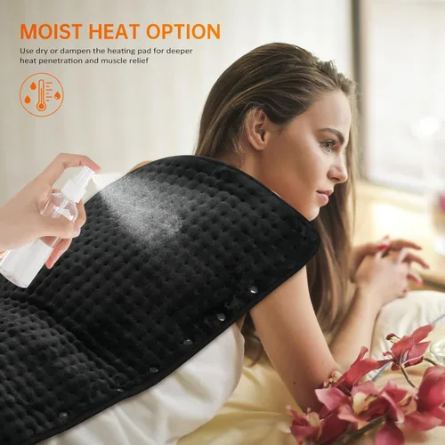 Vista 3 de Snailax Almohadilla térmica para alivio del dolor de espalda, elegible para FSA HSA, 6 ajustes de temperatura y apagado automático, 17 x 33