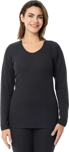 Indera Ropa interior térmica de punto Raschel de algodón peinado para mujer Negro