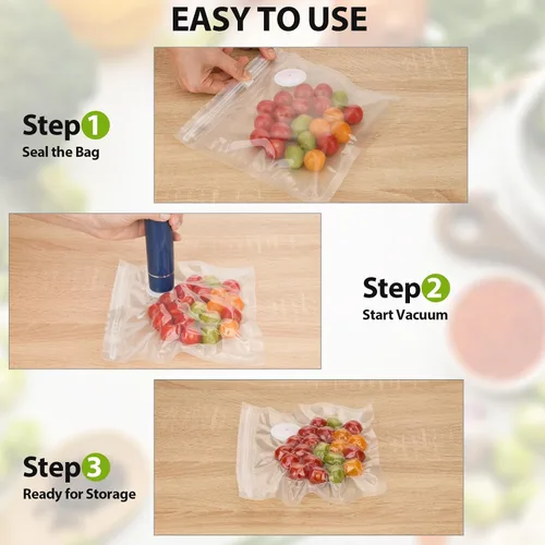 Vista 4 de 20 bolsas selladoras al vacío para alimentos, bolsas reutilizables con cremallera al vacío sin BPA con válvula de aire mejorada, bolsas