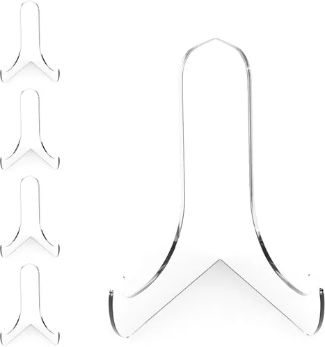 Vista 9 de Boloyo Soporte de exhibición de placa acrílica en ángulo de 60 grados, 2 piezas de acrílico transparente de 3 pulgadas, base de caballete