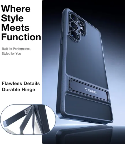 Vista 6 de TORRAS Funda para Samsung Galaxy S25 Ultra, [protección contra caídas de grado militar de 12 pies] [Soporte delgado integrado] Funda mate a prueba