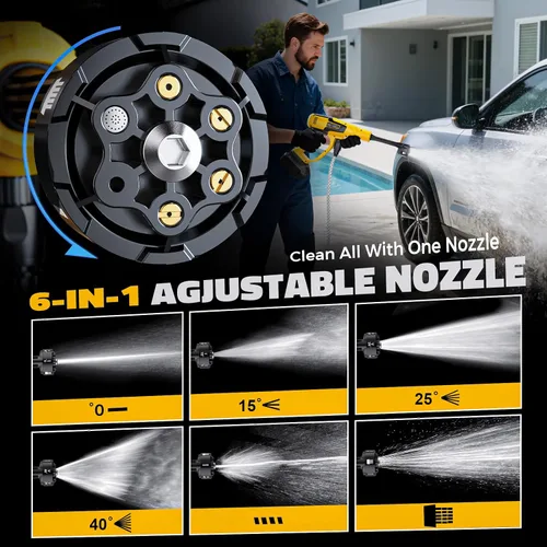 Vista 2 de Ecarke Herramienta de limpieza inalámbrica para automóvil compatible con baterías DeWalt de 20 V, herramienta de limpieza manual de 1200 PSI Amarillo