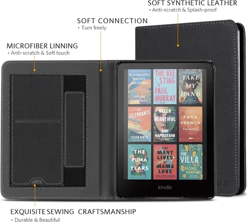 Vista 325 de CoBak Funda inteligente para Kindle Paperwhite de 6.8" de 11ª generación 2021 con función de encendido automático, ligera, delgada, de piel **Salvia