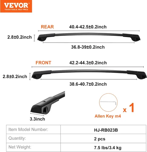 Vista 7 de VEVOR Barras transversales para portaequipajes de techo, aptas para Subaru Forester 2014-2022 con rieles laterales elevados, capacidad de carga
