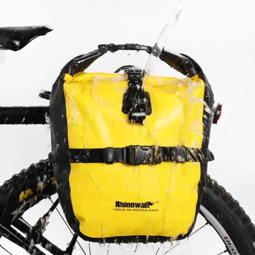 Vista 8 de Rhinowalk Bolsa de alforja para bicicleta impermeable Bolsa de bicicleta de 23L para portaequipajes de carga de bicicleta Bolsa de sillín Bolsa
