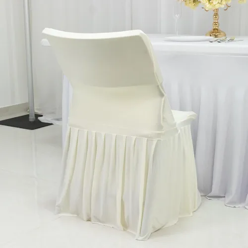 Vista 42 de Efavormart - Funda para silla plegable elástica de elastano, ajustable, para cenas, eventos, bodas, fiestas, banquetes, catering, color beige