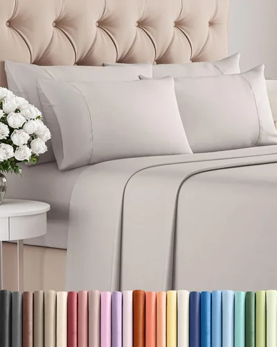 Vista 26 de Juego de sábanas Split King de 7 piezas - Incluye 4 fundas de almohada - Sábanas Split King - Ropa de cama de hotel de lujo suave - Refrescante