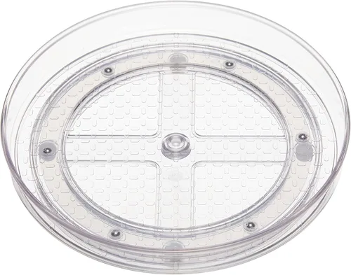 Vista 7 de Amazon Basics Lazy Susan - Organizador giratorio para especias y condimentos, 9 pulgadas de diámetro, 2 niveles, transparente