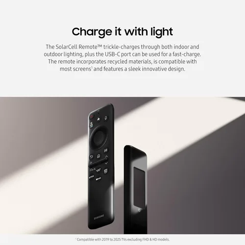 Vista 3 de Samsung Control remoto SolarCell, alimentado por energía solar, control remoto de TV de carga automática, USB-C recargable, diseño innovador, hecho