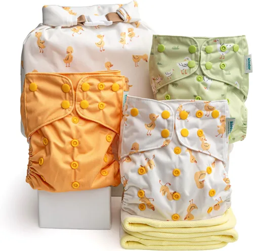 Vista 39 de Big Adventure Kinder - Juego de 5 pañales de tela reutilizables para bebé, estilo de bolsillo, jersey atlético que absorbe la humedad, insertos