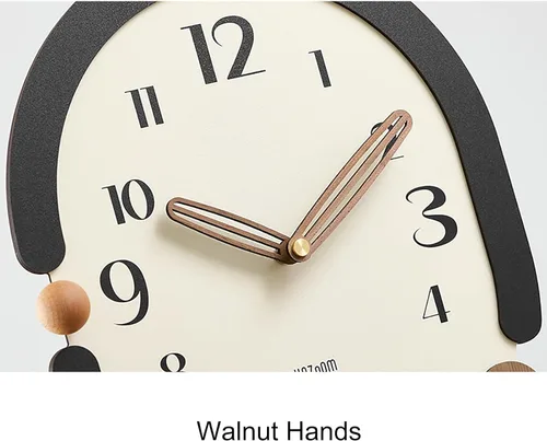 Vista 5 de Wooden Wall Clock, Living Room Decorative Wall Clock, Solid Wood Frame Silent Wall Clock for Bedroom, Living Room, Entryway(Black)