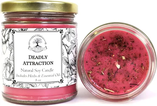 Deadly Attraction - Vela de hechizo de soja de 8 onzas para seducción, pasión, amor y atracción Hoodoo Wiccan Pagan Conjure