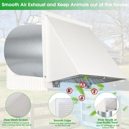 Vista 3 de Cubierta de ventilación de secadora de 4 pulgadas en el exterior, cubierta de ventilación exterior para exteriores, cubierta de ventilación de pared