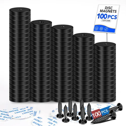 Vista 17 de LOVIMAG Imanes con agujeros, imanes de disco de taza de neodimio resistentes impermeables de más de 110 lb con tornillos para montaje en pared