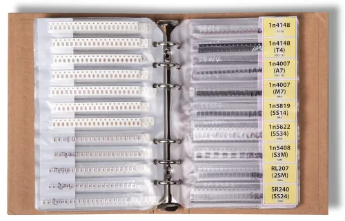 Vista 5 de Libro de surtido de resistencias, condensadores y componentes electrónicos SMD 1206 - 5435 piezas, Libro 1206