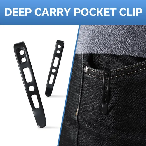 Vista 5 de SENCUT Solo cuchillos con clip de bolsillo de transporte profundo, no tornillos incluidos, longitud: 1.97 "(50 mm), SA14A (negro corto)