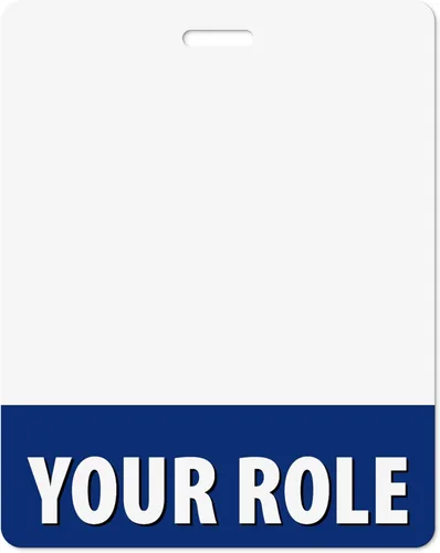 Vista 24 de Personalizado Badge Buddy – en color azul cobalto – horizontal de gran tamaño – Tarjeta de respaldo de doble cara – Duradera y resistente al agua