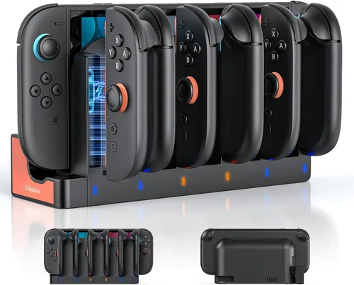 Vista 21 de Cargador para Switch 2: base de carga Joycon 1/2, carga rápida 8 en 1, estación de carga magnética inalámbrica portátil de doble dirección