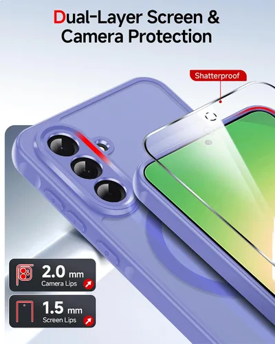 Vista 2437 de LeYi Funda para teléfono Samsung-S23: protector de pantalla e imán MagSafe Púrpura
