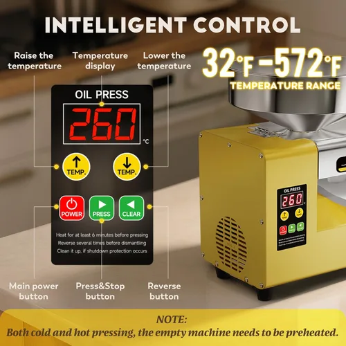 Vista 3 de CGOLDENWALL Máquina de prensa de aceite, fabricación automática de aceite, extractor de aceite eléctrico para prensado en frío y caliente