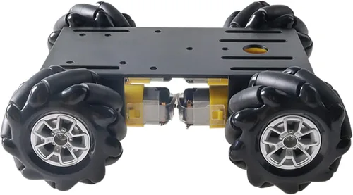 Vista 8 de MC100 4WD Mecanum Wheel Chasis de coche con motor TT, kit de coche inteligente de control remoto con rueda omnidireccional de 2.362 in para Negro