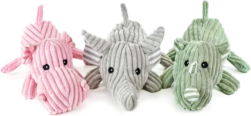 Vista 8 de Giftable World Juguete de peluche Safari Pet con chirriador (oso, rinoceronte, elefante)