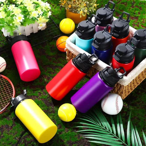 Vista 6 de Sunnyray 16 botellas de agua de aluminio a granel reutilizables a granel botellas deportivas con tapas a presión, paquete múltiple de botellas
