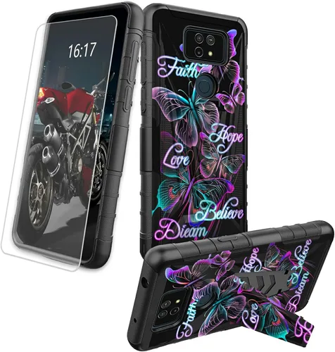 Vista 36 de Funda para AT&T Maestro Max 2021/Cricket Ovation 2 con protector de pantalla de vidrio templado, funda resistente con función atril integrada
